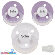 Pakke med 3 stk. Baby Nova sutter med navn (1 Hvid og 2 Pink) Runde Silikone One-Size