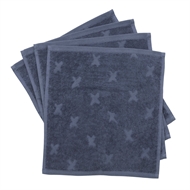 Vaskeklude 4 styk, GOTS certificeret, Müsli, Indigo