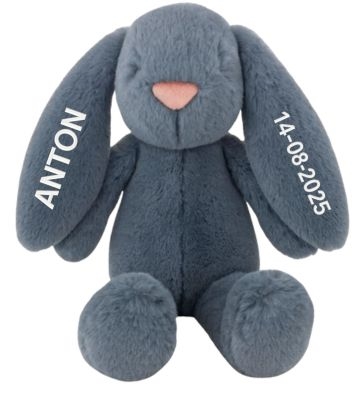 Kanin Bamse med navn, Tinka Baby, Blå, 2 ører