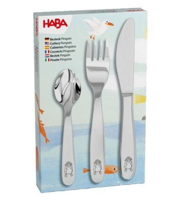 Børnebestik Rustfrit stål, Pingvin, HABA