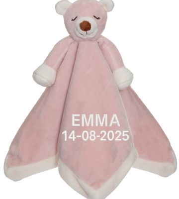 Nusseklud med navn Bamse, Diinglisar, Teddykompaniet, Støvet rosa, 2 linjer