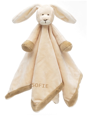 Nusseklud med navn Kanin, Diinglisar, Teddykompaniet, Beige, 2 linjer