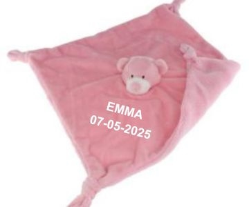 Nusseklud med navn Bamse, Tinka Baby, Lyserød, 2 linjer