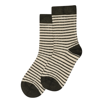 MiniPop® Bamboo Socks Thin Stripe, Olive Green/Offwhite, str 19/22