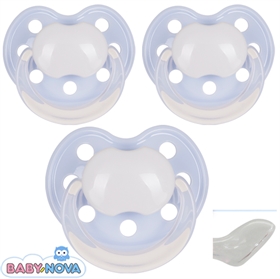 Baby Nova sutter-med-navn (Lyseblå) Anatomisk Silikone Str. 0-6 md. Pakke med 3 stk. sutter