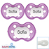 Baby Nova sutter med navn - 3 stk. Lilla - Kr. 69,95 - Babysutten.dk