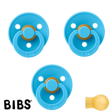 BIBS Colour Sutter med navn str2, 3 Breeze, Runde latex, Pakke med 3 sutter