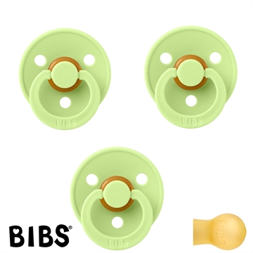 BIBS Colour Sutter med navn str2, 3 Matcha, Runde latex, Pakke med 3 sutter