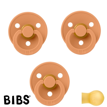BIBS Colour Sutter med navn str2, 3 Pumpkin, Runde latex, Pakke med 3 sutter