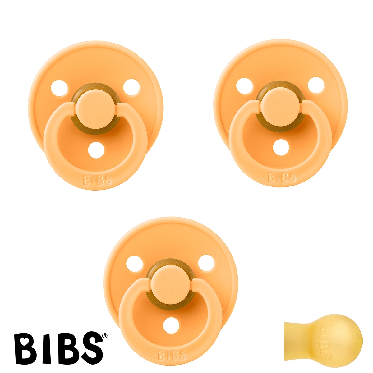 BIBS Colour, Sutter med navn (Str 2 / 6+ mdr.) - 3 pak, Sunkissed (Rund Latex)