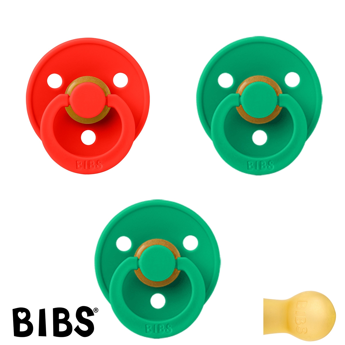 BIBS Colour, Sutter med navn (Str 2/ 6+ mdr.) - 3 pak, Cactus & Candy Apple (Rund Latex)