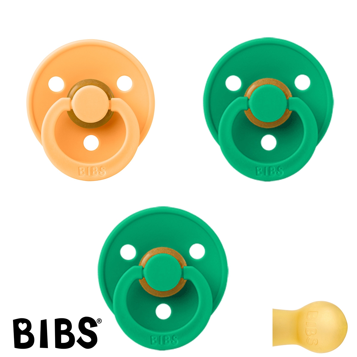 BIBS Colour, Sutter med navn (Str 2/ 6+ mdr.) - 3 pak, Sunkissed & Cactus (Rund Latex)