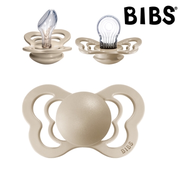 Bibs Couture Sut med navn (Vanilla) Anatomisk Silikone Str.2