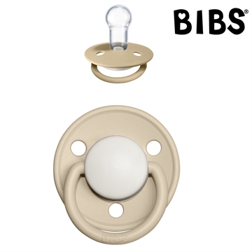 Bibs de Lux sutter med navn (Sand -HK) Rund Silikone One Size