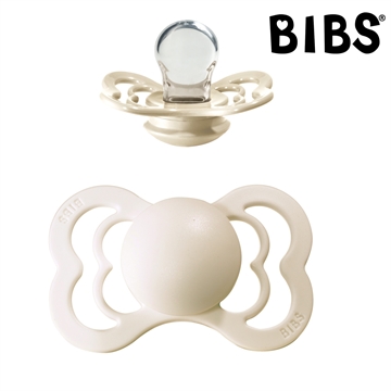 Bibs Supreme sut med navn (Ivory) Symmetrisk Silikone str.1