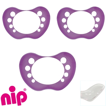 Nip sutter med navn (3 Pearly Purple) Anatomiske Silikone fra 5 md. Pakke med 3 stk. sutter